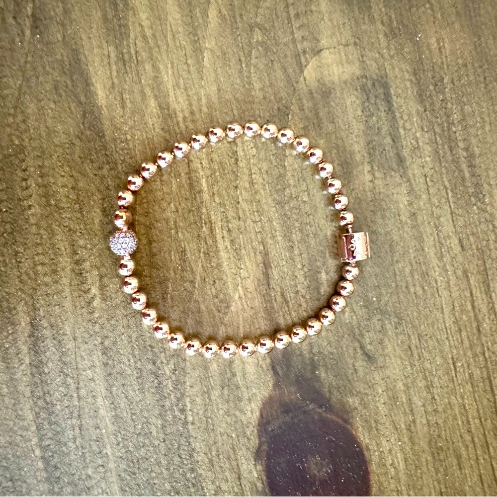 Pandora Rose Gold Plated Beads and Pave Bracelet